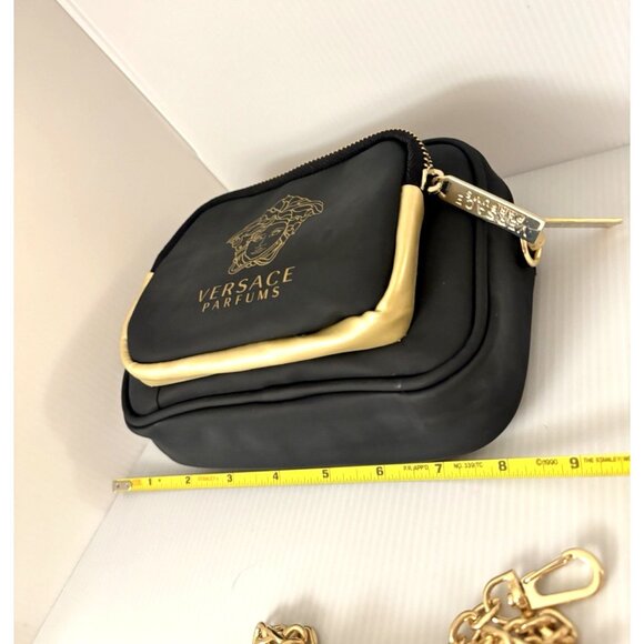 Versace Pouch Crossbody Bag Designer Purse Handbag Gold Medusa Logo Chain Strap - Picture 11 of 12